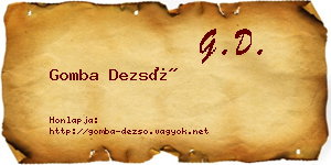 Gomba Dezső névjegykártya